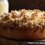 Home 17 소보루 빵 만드는 법 - A close-up, high-resolution image of freshly baked Soboro bread on a rustic wooden board, featuring ...