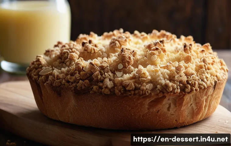 소보루 빵 만드는 법 - A close-up, high-resolution image of freshly baked Soboro bread on a rustic wooden board, featuring ...
